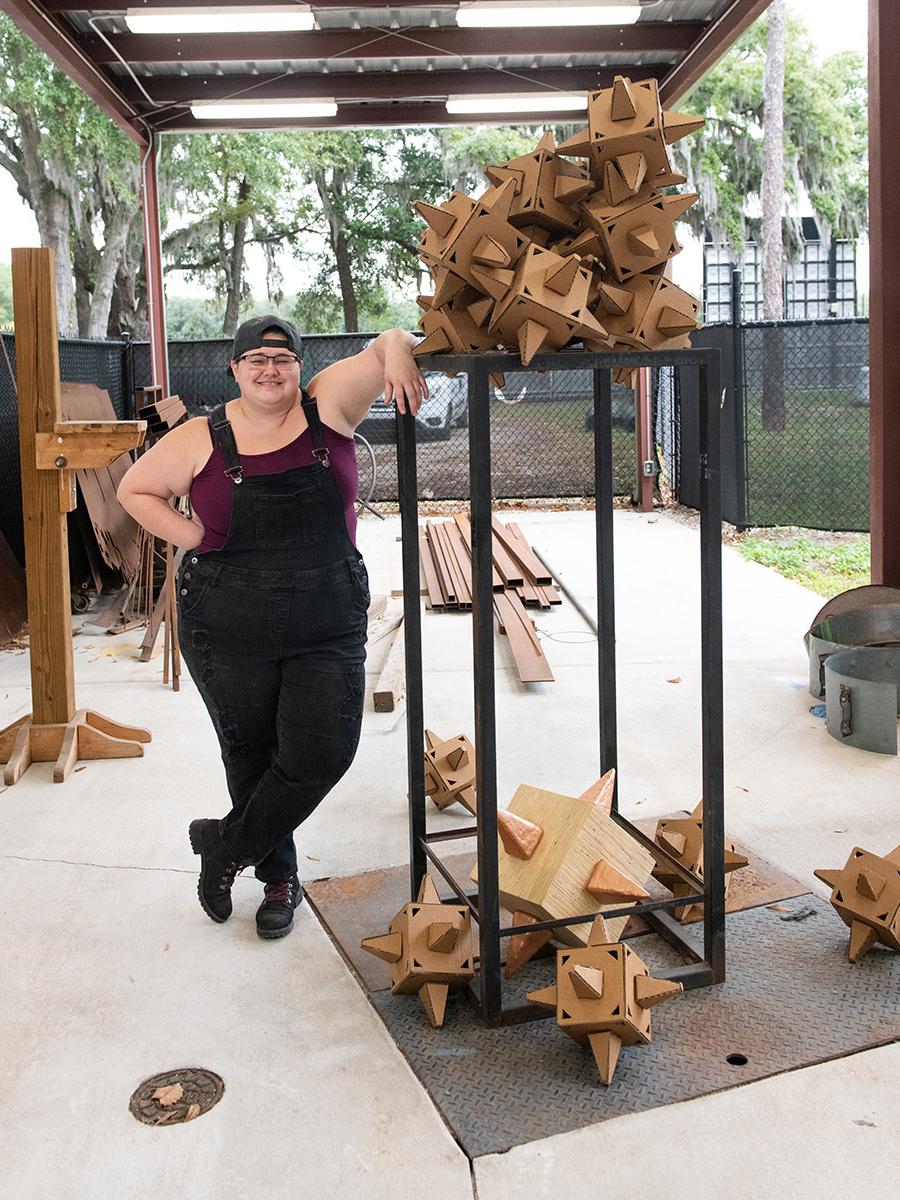 Morgan in the sculpture studio